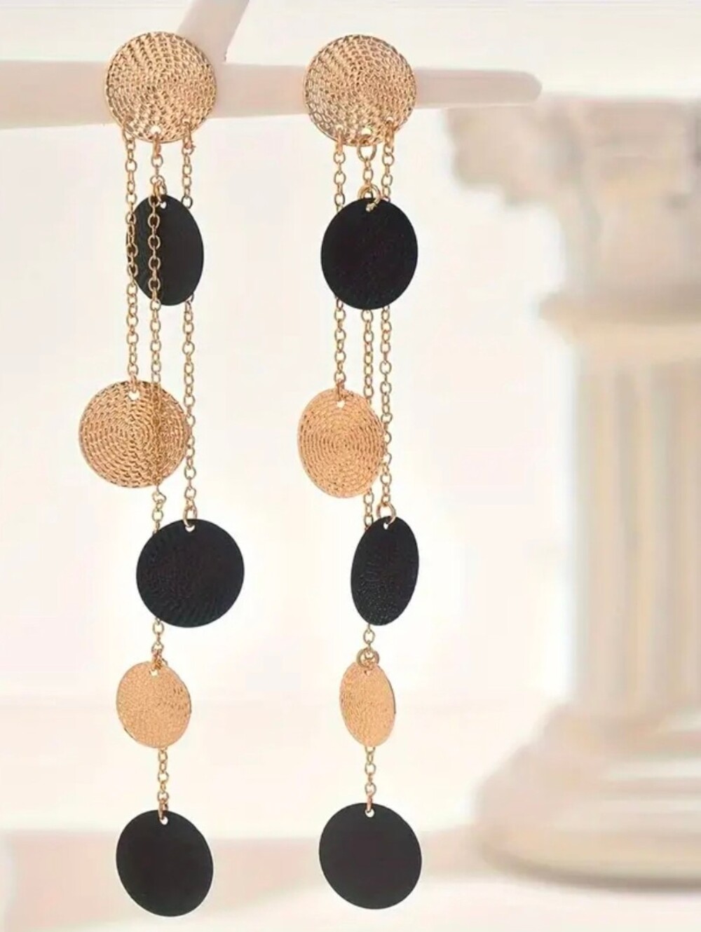 $8 Each Or Bundle 5/$20 Gold and Black Disc Drop Earrings